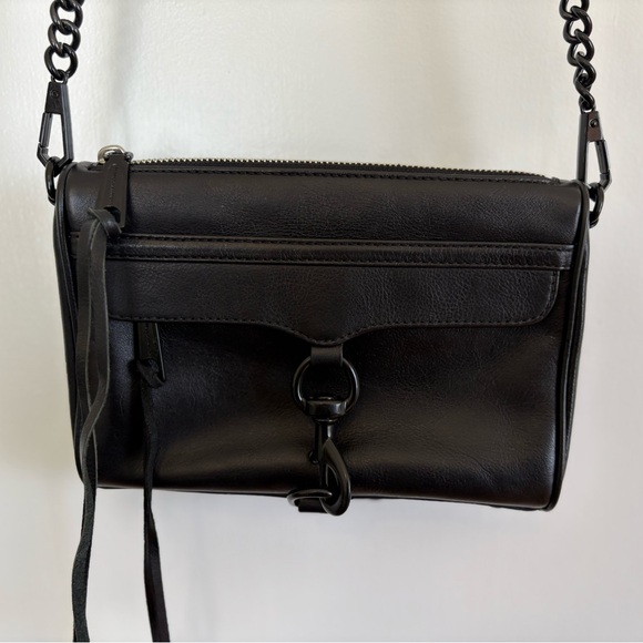 REBECCA MINKOFF “Mini Mac” Black Leather Crossbody - Picture 1 of 11